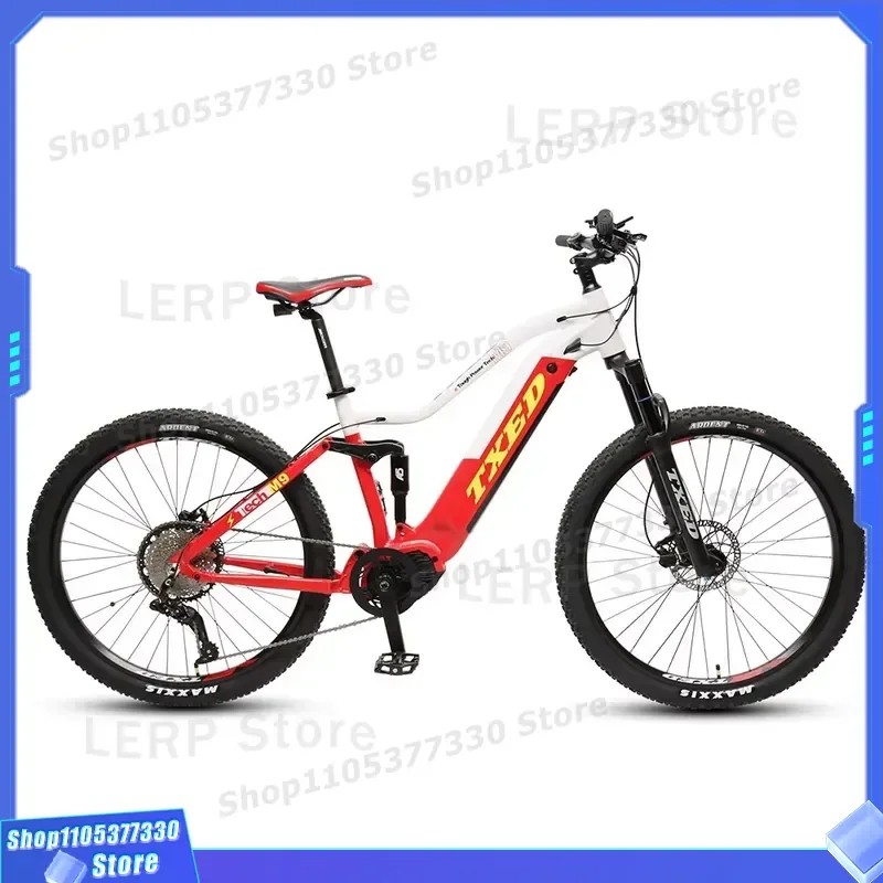 TXED Popular Full Suspension Electric Mountain Bike 250W Mid Drive 13AH Lithium Battery Alloy Frame E MTB