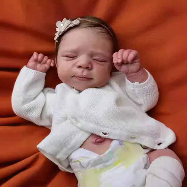 Boneca bebê recém-nascido reborn acordado, 49cm, silicone macio, flexível, tom de pele 3d com veias visíveis, cabelo enraizado à mão, brinquedo infantil