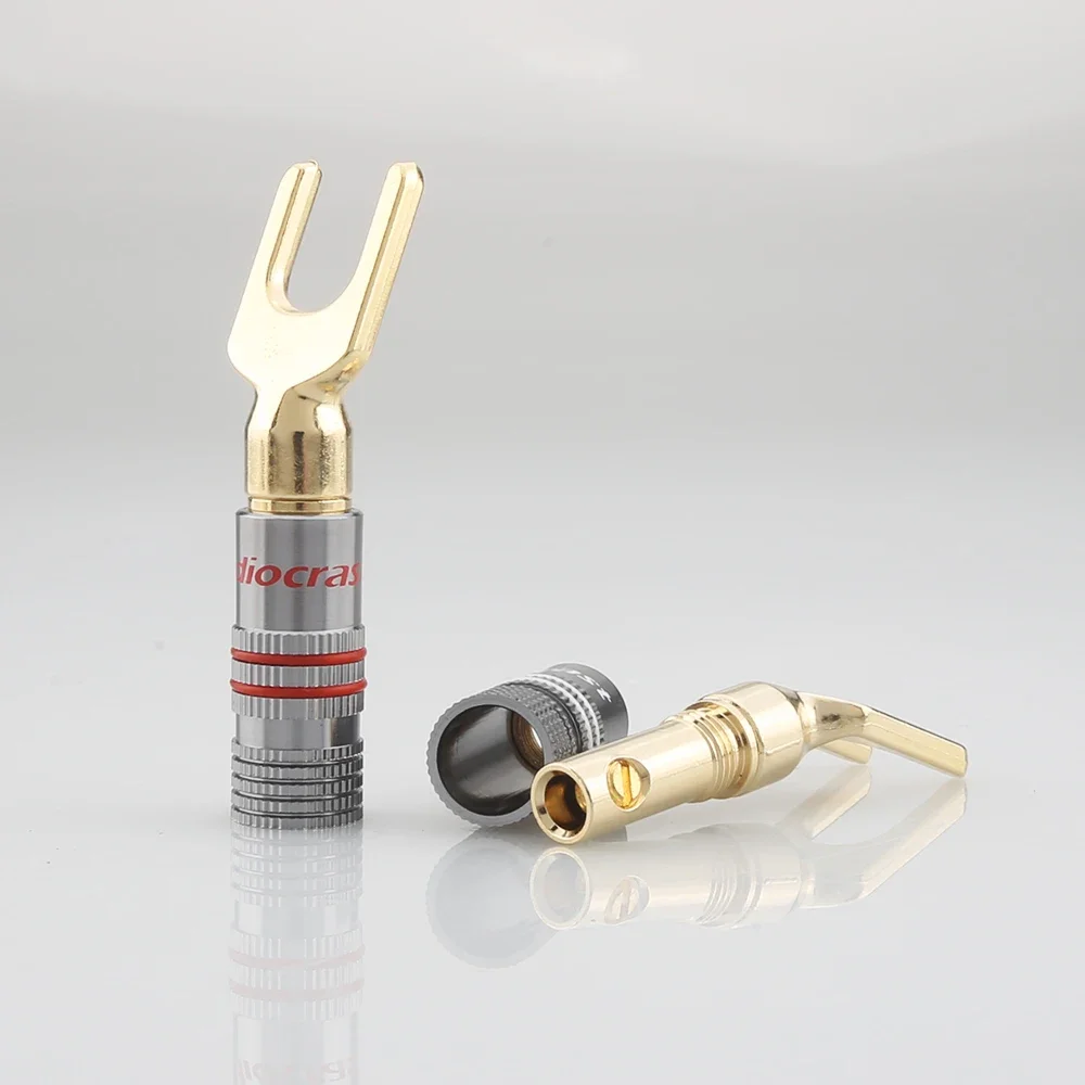New Audiocarst BY839G Brass Gold-Plated spade plug Terminal Connector speaker cable Extension adapter Y plug Speaker Cable