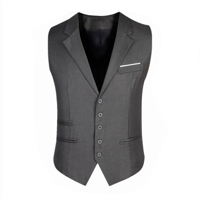 KIDWHXR Men Suit Vest British Style Solid Single-breasted Sleeveless Male Waistcoat Slim Breathable Business Casual Man Vest