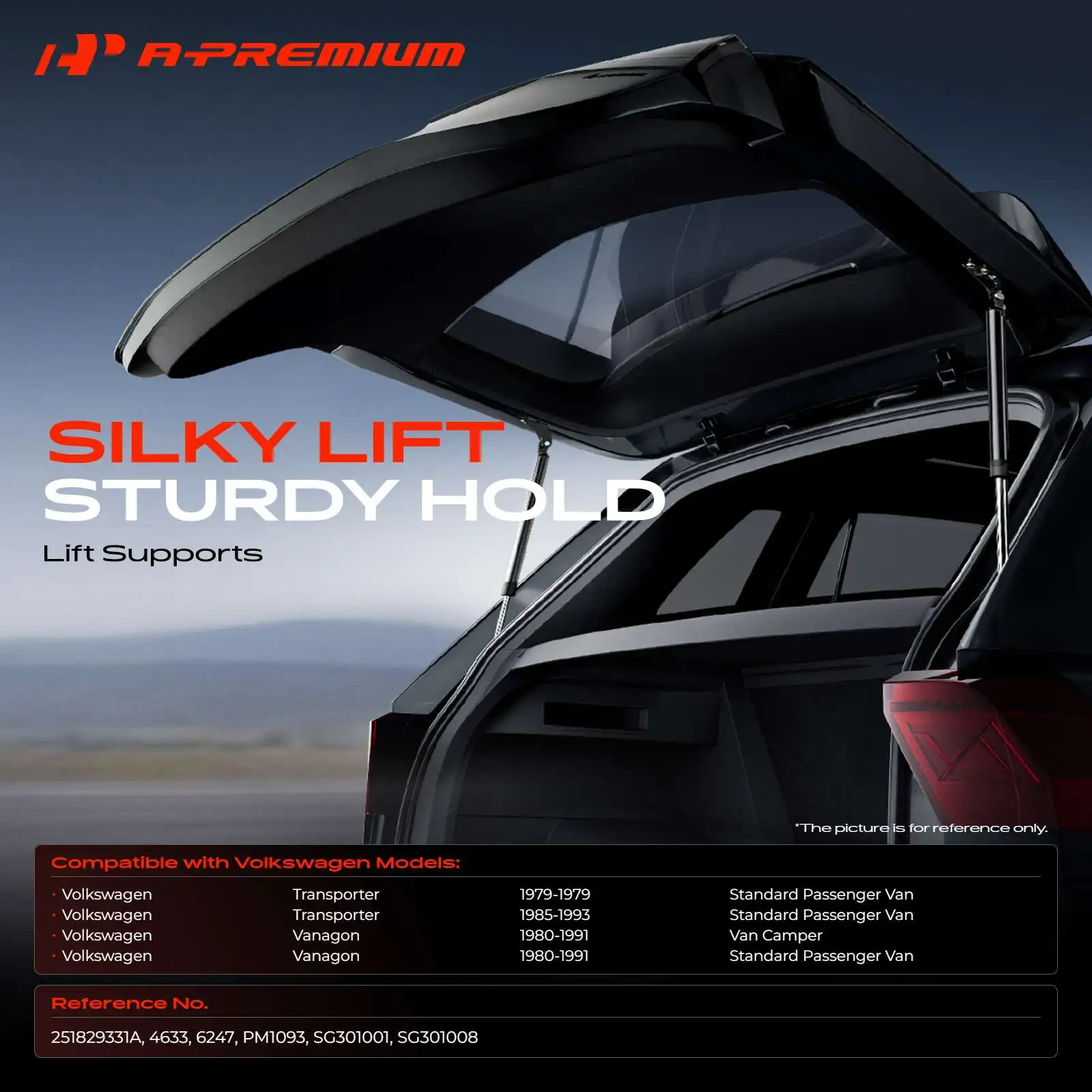 A-Premium 2Pcs Rear Hatch Tailgate Lift Supports Shocks Struts for Volkswagen Vanagon 1980-1991 Transporter 1985-1993