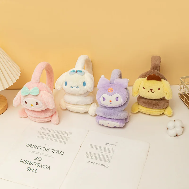 Sanrio Kuromi Cinnamoroll Melody Soft Plush Warm Earrings Cute Earrings Winter Outdoor Cold Protection Earrings Earrings Gift