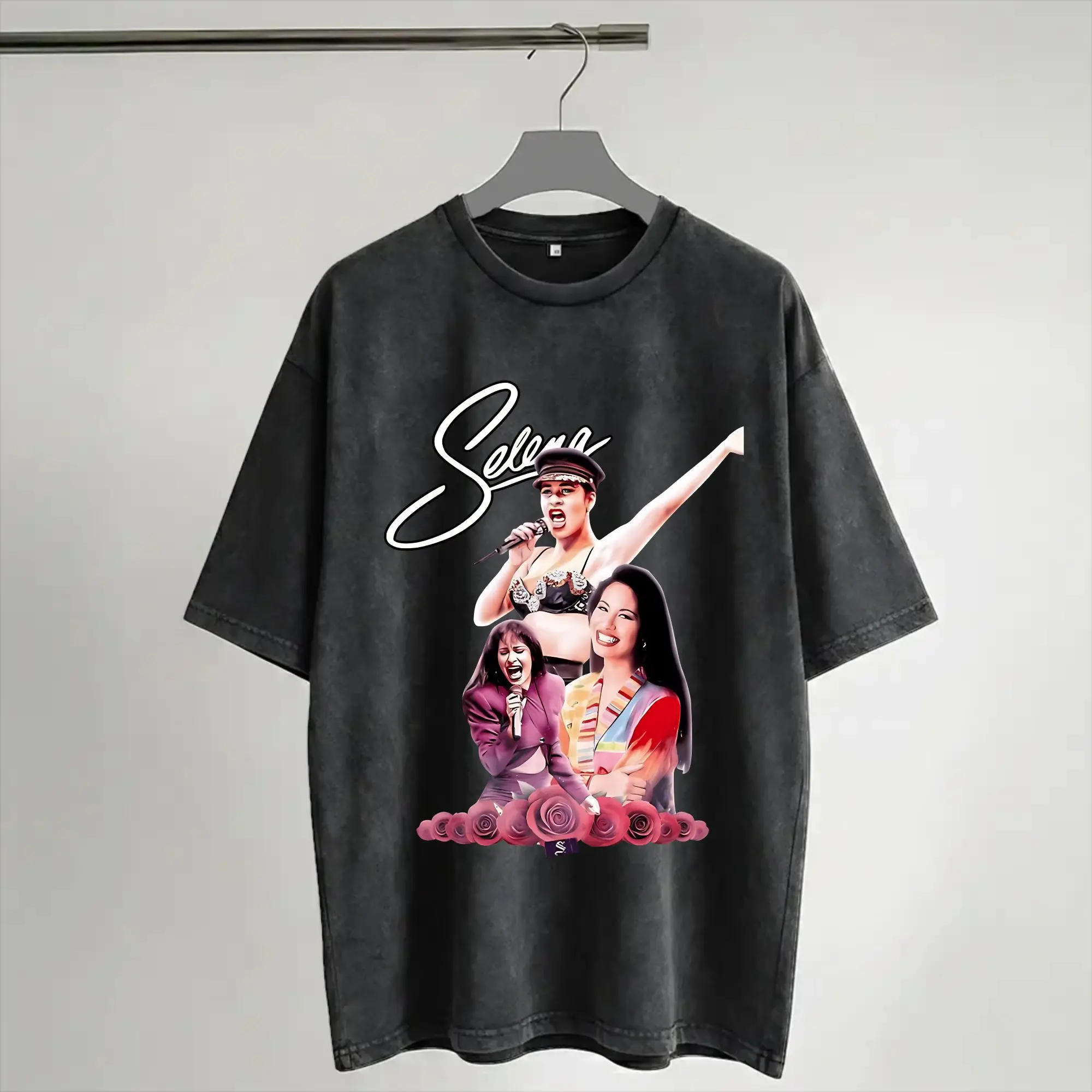 Graphic Printed Selena Quintanilla  Washed T Shirt Merch Harajuku T-Shirt  for Men Women Tee