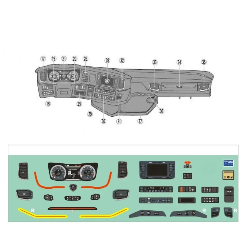 Symulacja udekoruj naklejka wewnętrzna dla 1/14 Tamiya zdalnie sterowana ciężarówka samochód Scania 770S 6X4 56368 8X4 56371 Diy części zabawki