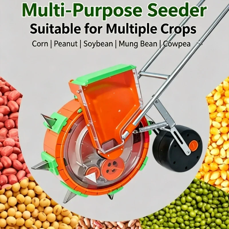 New Hand-Pushed Automatic Seeder Fertilizer All-in-One Machine, Small Agricultural Planter for Corn, Peanut and Soybean