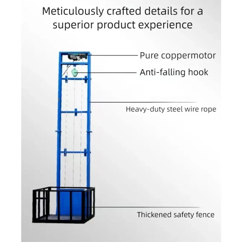 500KG/1000KG Electric lift Small electric hydraulic lift freight elevator guide rail type simple warehouse factory home lift