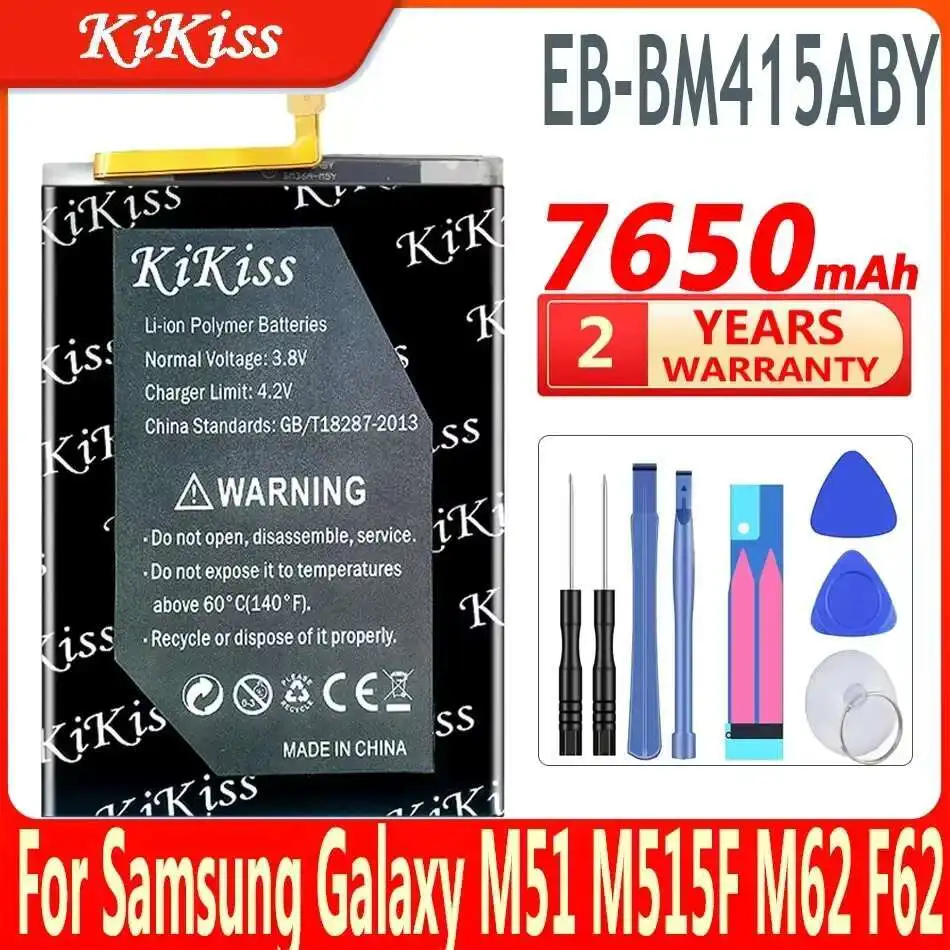 

KiKiss Battery 7650mAh EB-BM415ABY For Samsung Galaxy M51 M515F M62 F62 Mobile Phone Batteries