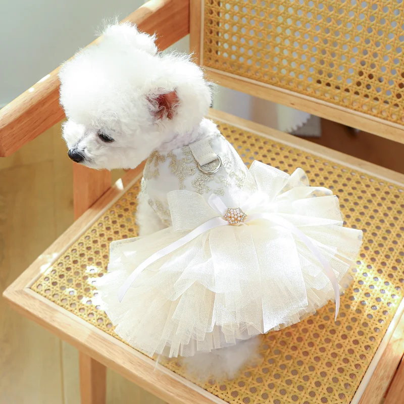 Puppy Dress Fashionable Exquisite Hemming Embroidery Princess Dog Wedding Dresses Dog Cat Dress Pet Supplies