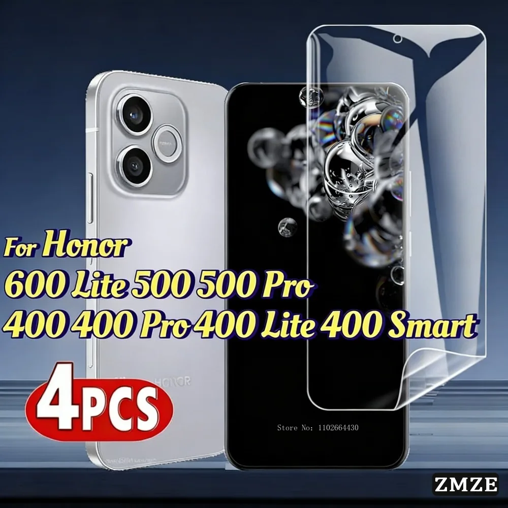 Película protectora de pantalla para Honor 600 Lite 500 500 Pro, película de hidrogel de TPU suave para Honor 400 Pro 400 Lite 400 Smart Series, 4 piezas