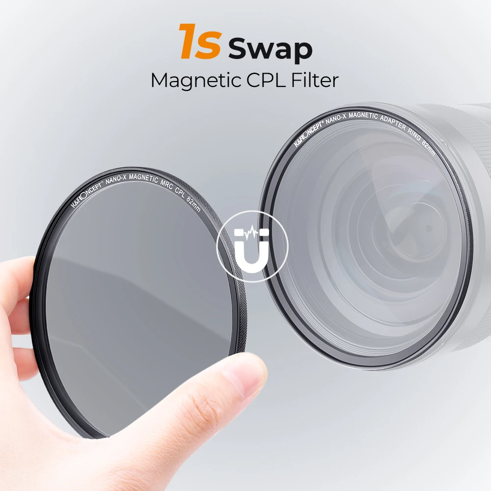 K&F Concept 58mm 62mm 67mm 77mm 82mm Nano-X Magnetic HD CPL Camera Filter with Lens Cap Circular Polarizing Multi-Layer Coatings