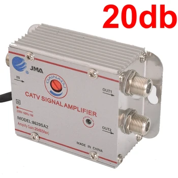 Amplificador de señal de antena de TV CATV de 20dB, divisor de refuerzo 8620SA2 para entrada de TV Digital, dos salidas, enchufe europeo de 220V50/60Hz