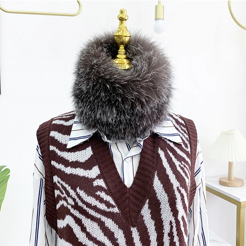 Real Fox Fur Scarf Women Winter Fluffy Headband Neck Warmer Ring Luxury Good Elastic Fluffy Soft Mufflers