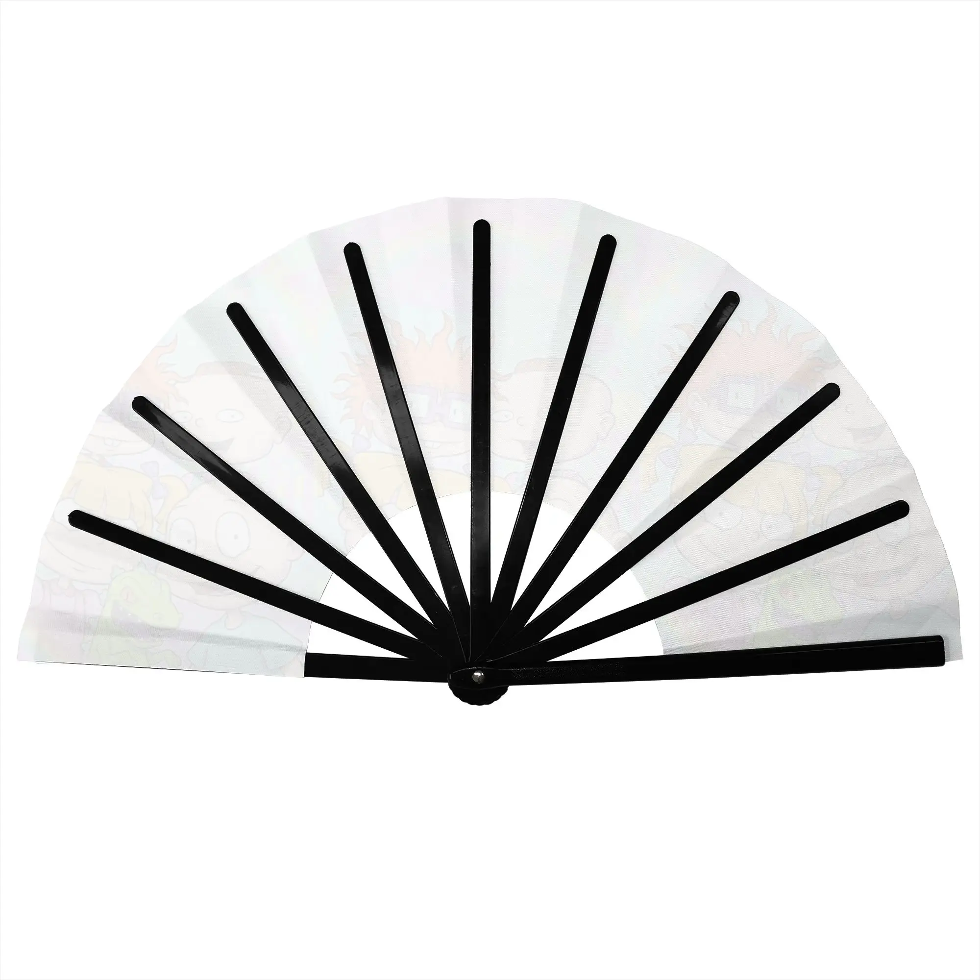 R-Rugrated Mangas Hot  Traditional Folding Fan Chinese Style High-Quality Polyester Fans Gift Elegant Decorative Hand Fan
