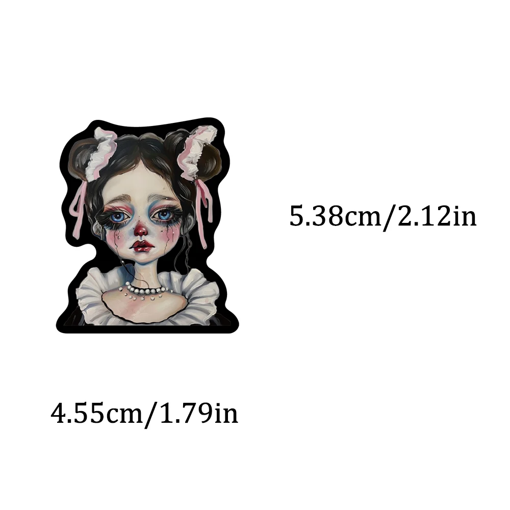 50PCS French Retro Dark Horror Doll Sticker Art Personality Creativity Mystery Decoration Scrapbook Phone Case Water Cup Gift