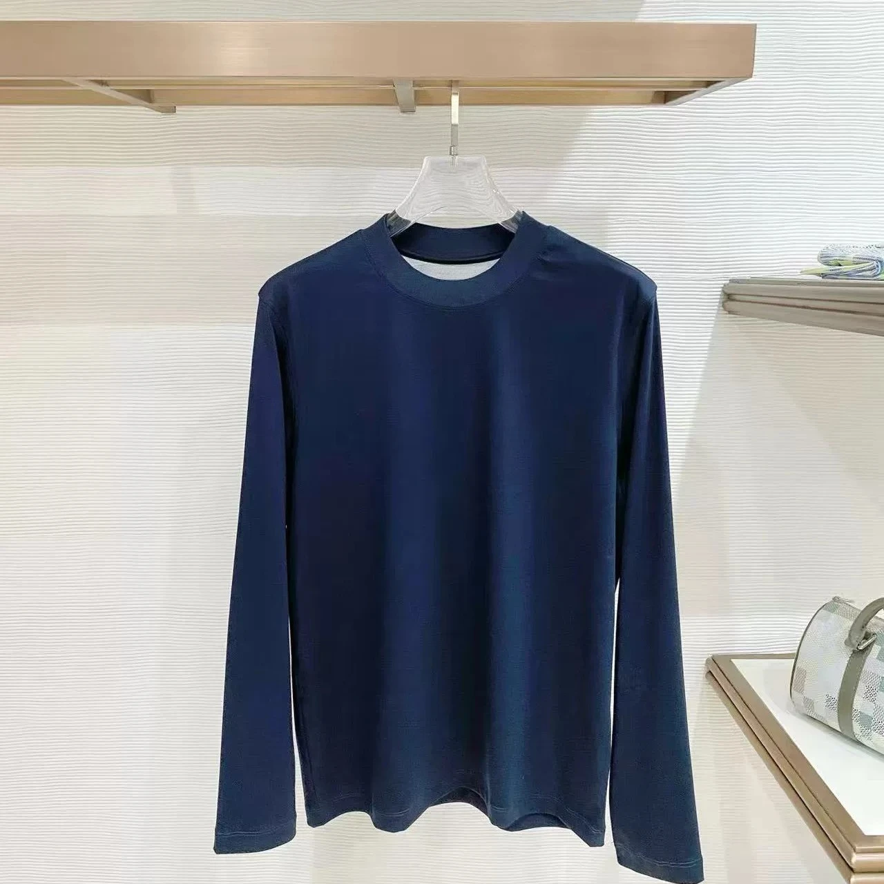 Italy BC old money style men's light luxury round neck long sleeve casual simple T-shirt