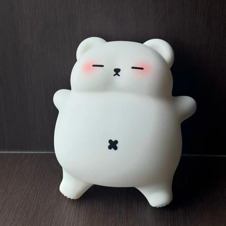 Big White Bear Silicone Sleep Lamp A070 Cute Snoring Night Light 3 Brightness Levels Timer USB Type-C Rechargeable Kids Gift