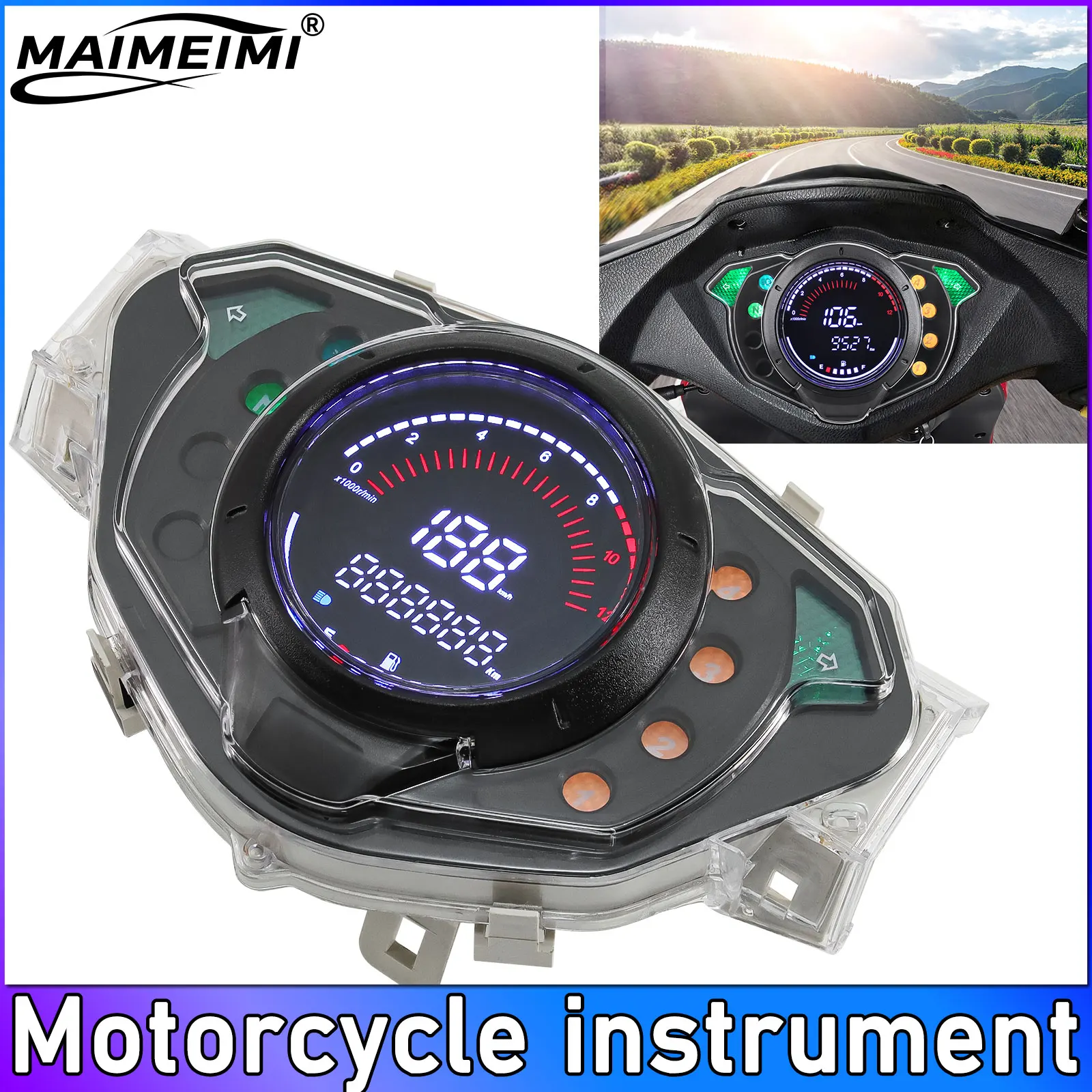 

Motorcycle Digital Speedometer Odometer Motor Instrument Fuel Level Gauge 12000 RPM Tachometer Dashboard For Honda Customized