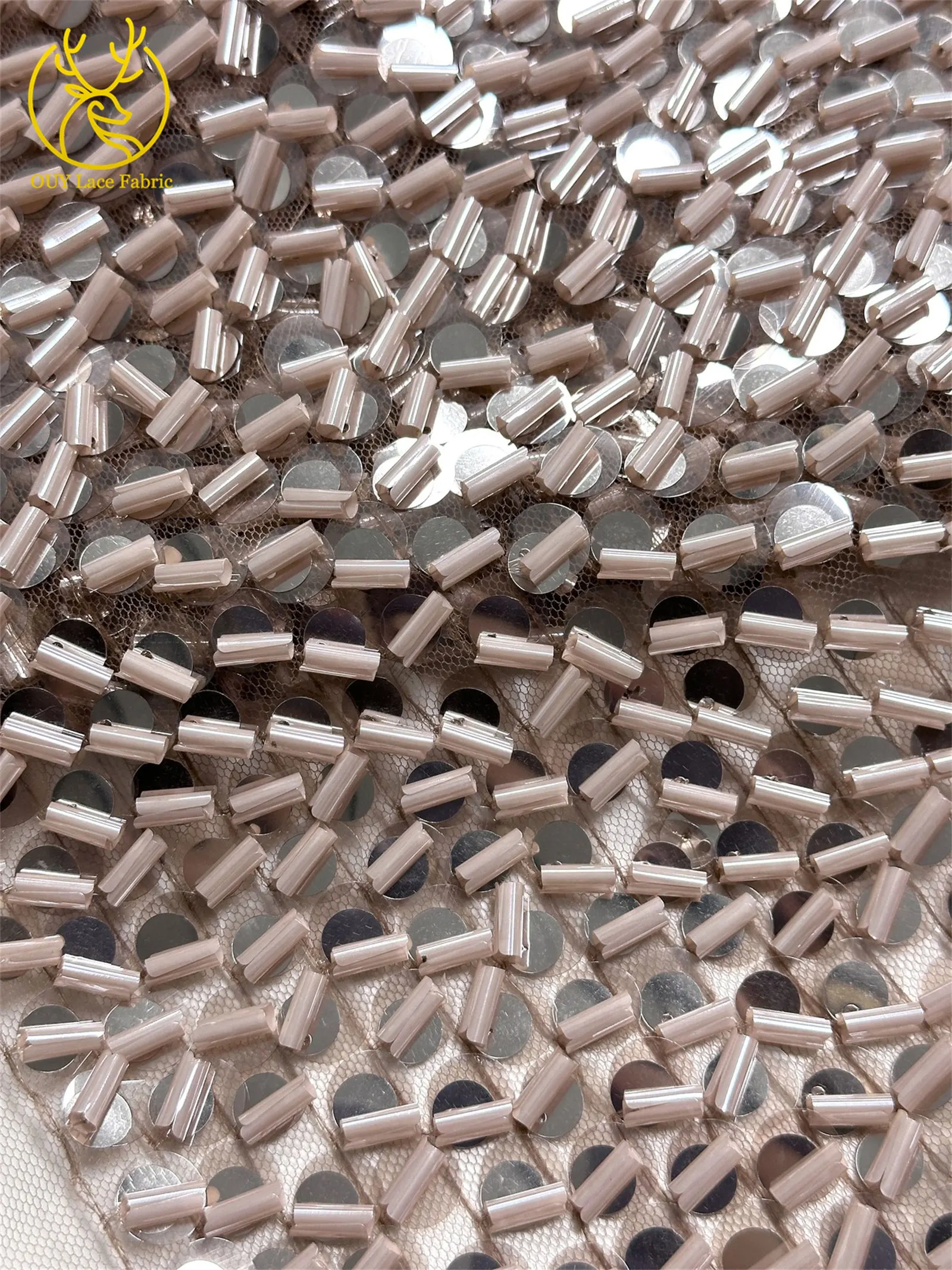 Neues Design Französischer gerollter Pailletten-Spitzenstoff 2026 Hochwertige afrikanische Tüllspitze Nigeria Pailletten-Spitzenstoff für Hochzeitskleider – Detail 16