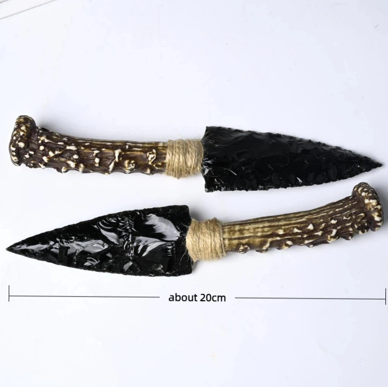 Apache Tears Natural Black Obsidian Knife Model Crystal Reiki Healing Crystal Stone Collection Gift Home Decoration Stone Craft view 3