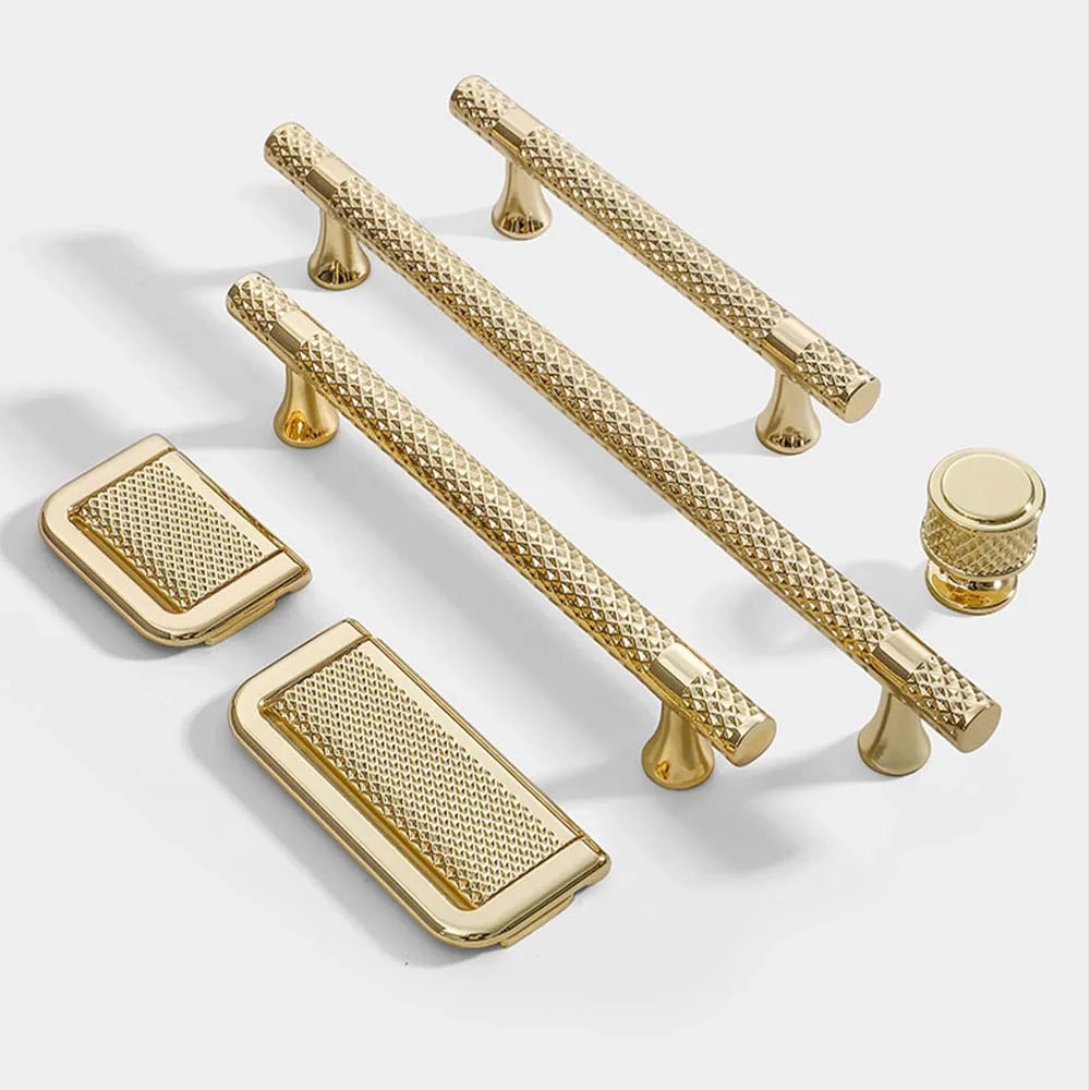 Wardrobe Door Long Handle Round Head Cabinet Drawer Handle Black Modern Minimalist Light Luxury Golden Handle Drawer Pulls Knobs