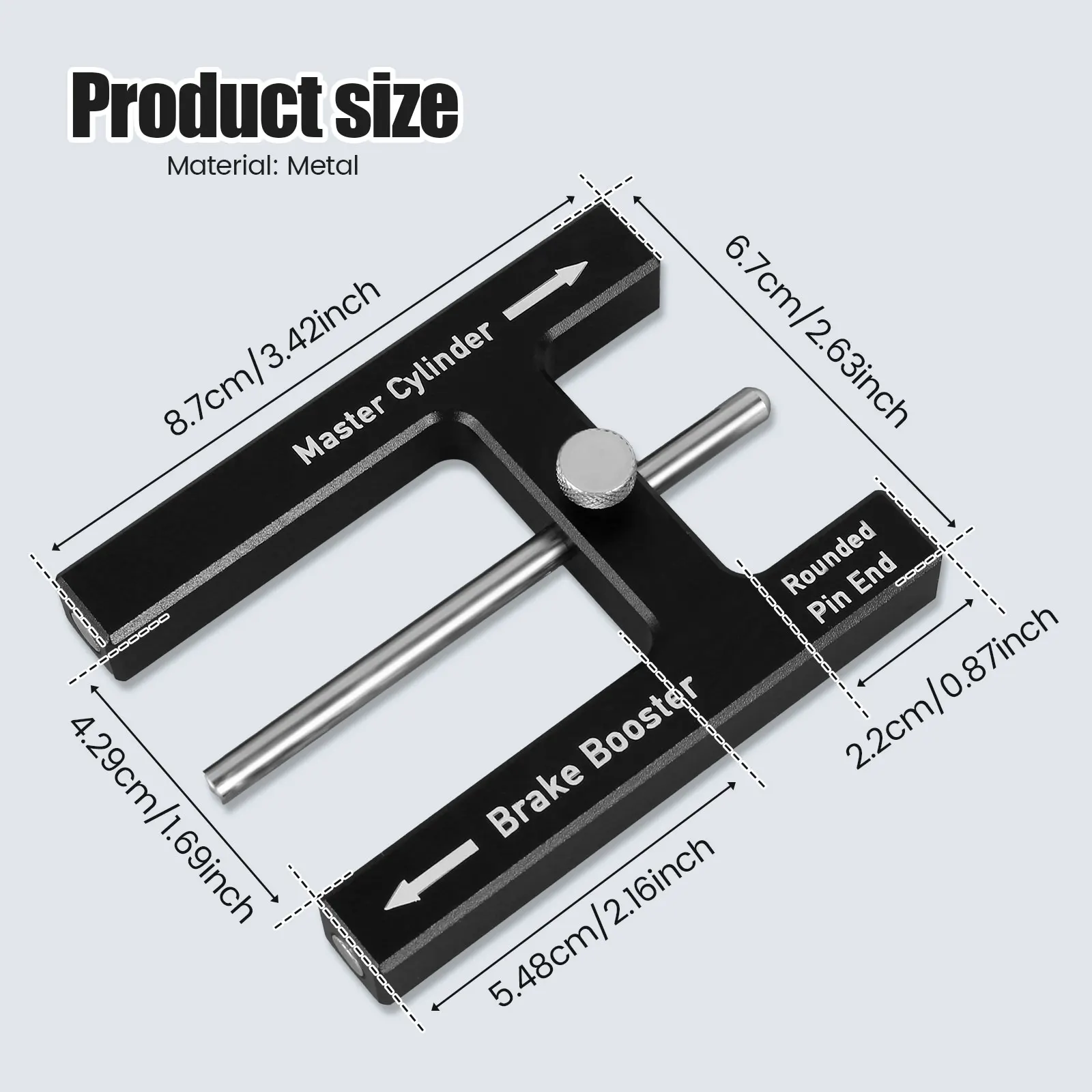 Brake Booster Push Master Cylinder Push Rod Length Gauge Rod Adjustment Tool for Adjustable Braking Distance of Brake Pedal Suit