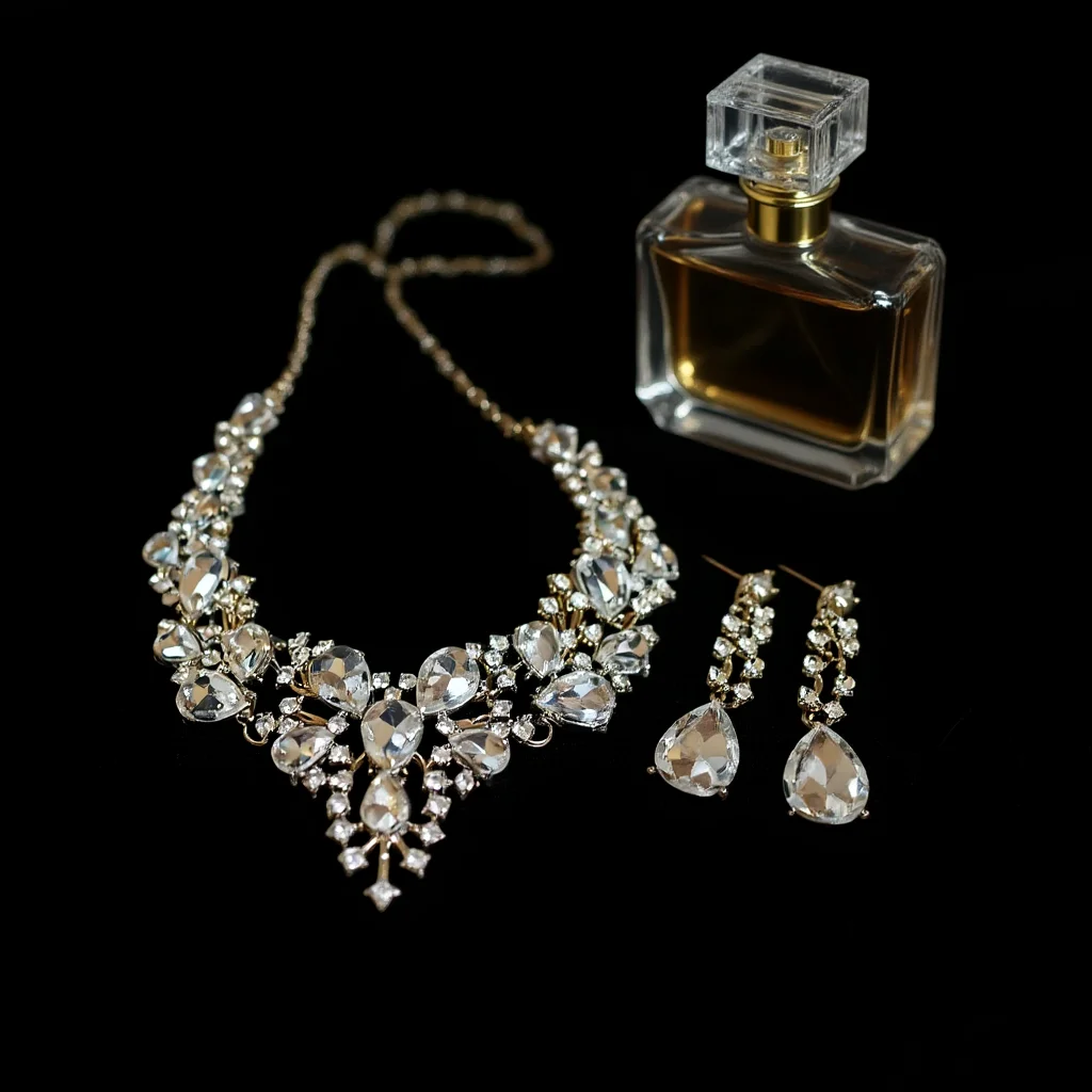 Rhinestone Jewelry Set Brilliant Women Jewelry Set Crystal Fashion Jewelry Stable Collarbone Necklace And Earrings For Gathering