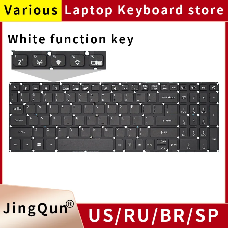 Rosyjska klawiatura do laptopa US/BR/SP z podświetleniem do Acer Aspire 3 A315-21 /31G A315-41 A315-51 A315-53G N17C4 A615-51 A717-72g