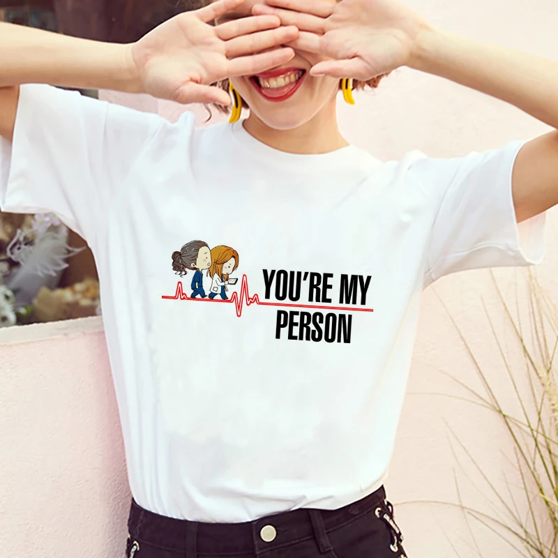 Camisetas veraniegas para mujer, remeras estampadas "You're My Person", Kawaii, moda coreana Y2k, playera blanca 2024