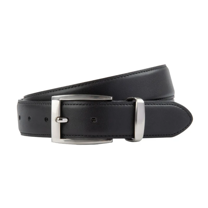 Ceinture à boucle en cuir véritable pour hommes d'affaires et de loisirs, véritable cuir de cercle décontracté, ceinture en denim simple pour les jeunes