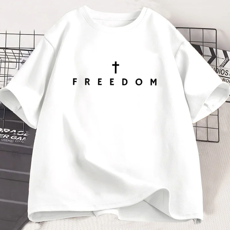 

Free Cross 3D Printed Women's Christian Minimalist Comfortable Loose Breathable Quick Drying Round Neck Short Sleeve T-shirt