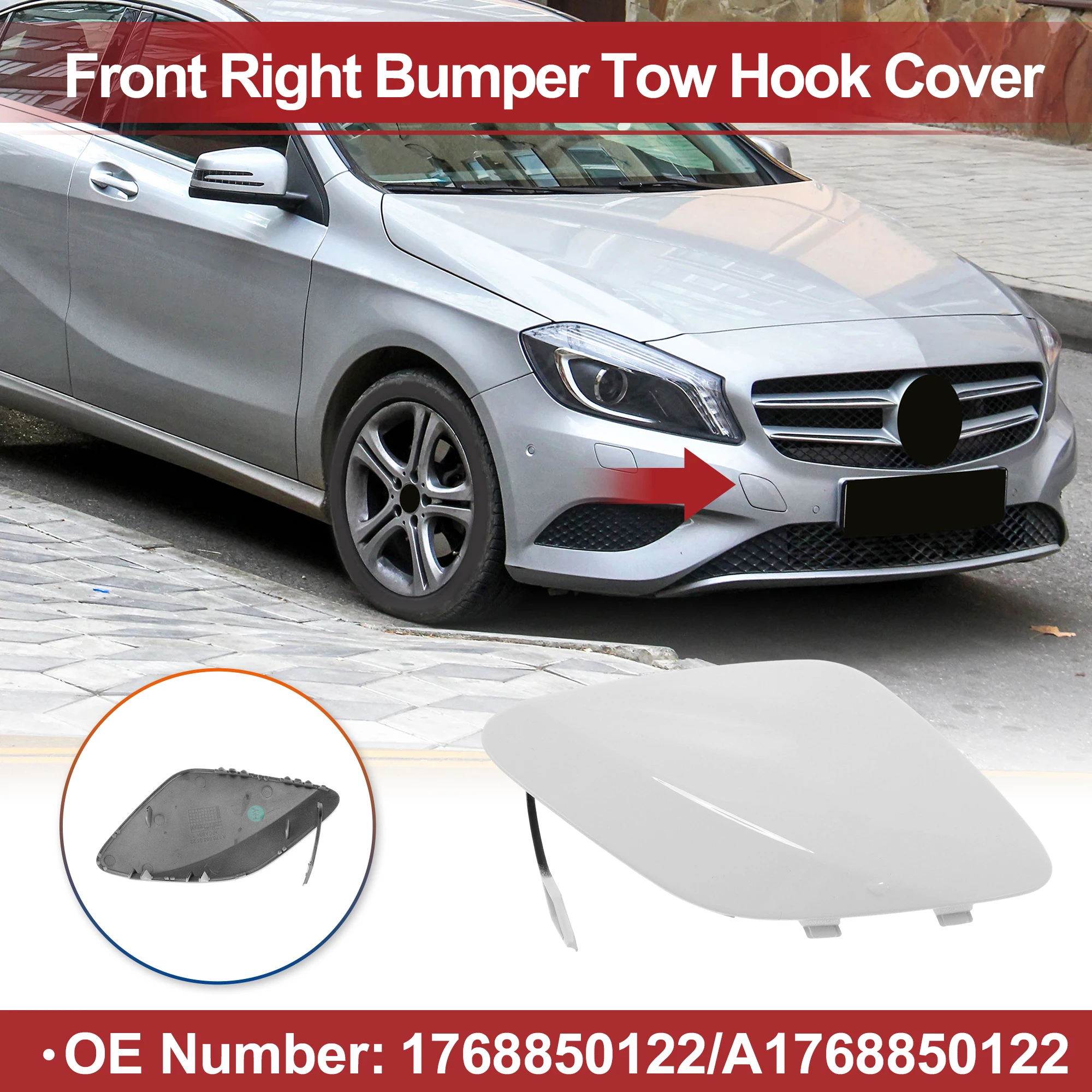 X Autohaux Front Right Car Tow Hook Cover Cap for MercedesBenz A-Class No.1768850122 White