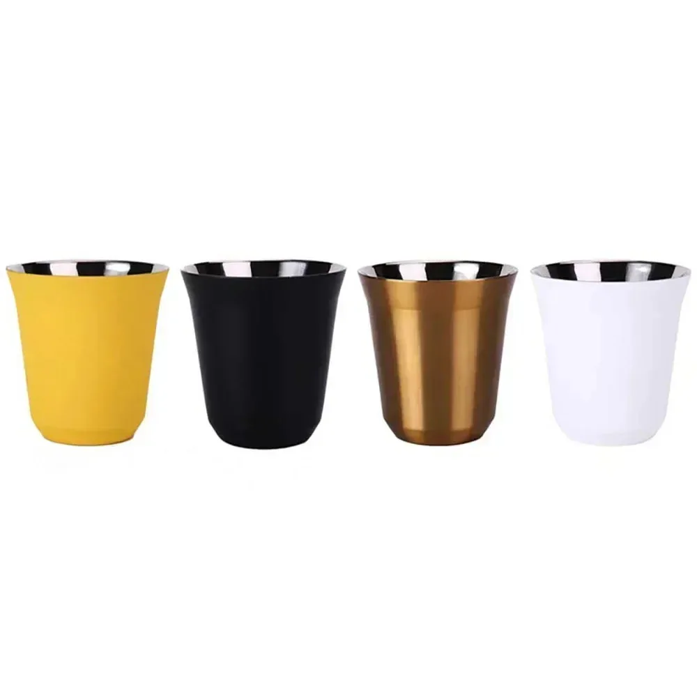80/160ML Espresso Mugs Stainless Steel Coffee Milk Water Drink Breakfast Cups 304 Insulated Double Wall Dishwasher Safe Texture