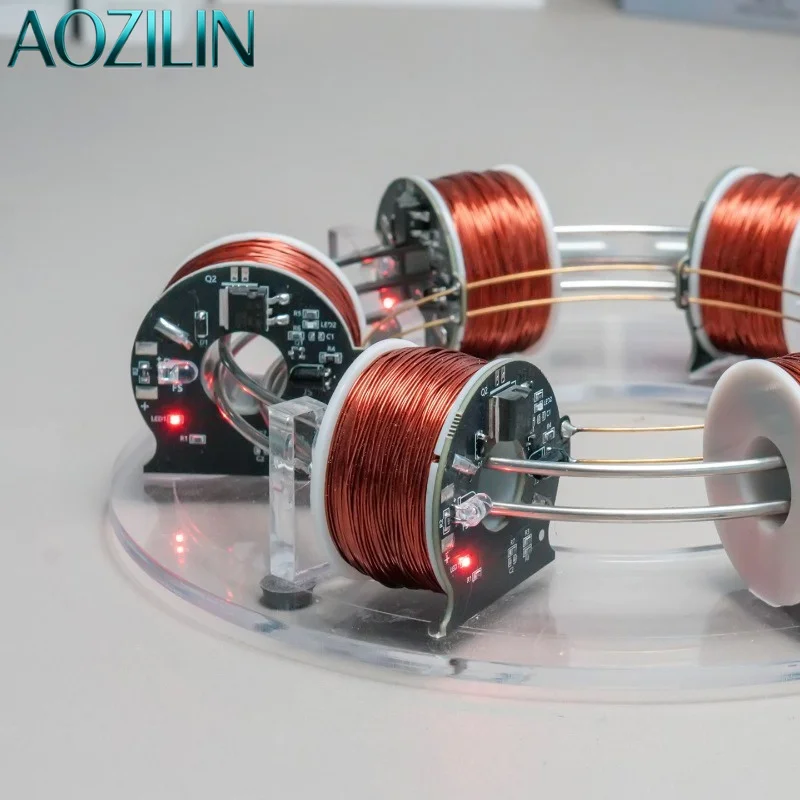 AOZILIN Circular Electromagnetic Coil Accelerator Science Teaching Model Desktop Kinetic Ornament Student Experiment Supplies