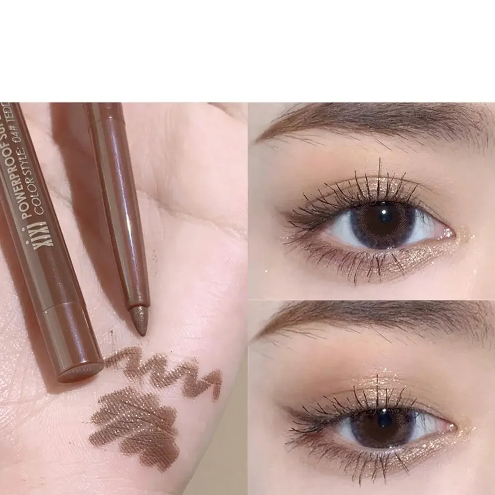 Lápiz Delineador de Ojos de Gel, lápiz mate de gusano de seda, marrón y negro, resistente al agua, duradero, no florece, secado rápido, maquillaje de ojos