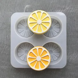4 Cavity Orange Lemon Sliced Soap Silicone Mold Fruit Handmade Cake Chocolate Mold Fondant Clay Resin Moulds Candle Mold