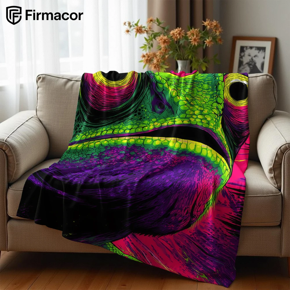 Chameleon Print Lightweight Microfiber Soft Christmas Fleece Blanket Warm Cozy Throw for Bed Sofa Office Travel All Season
