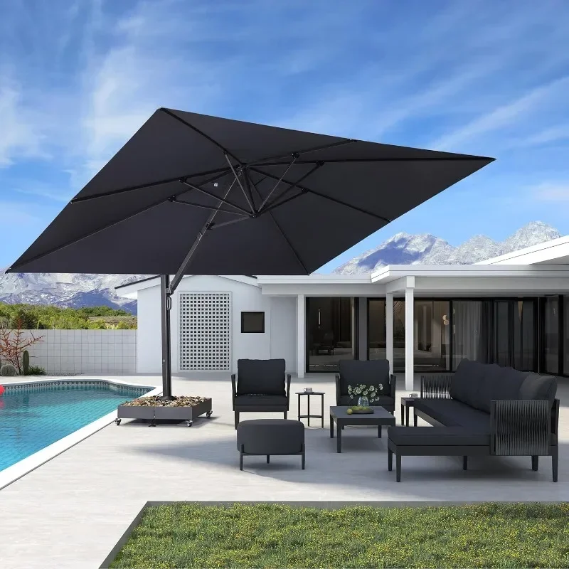 

PURPLE LEAF 11' X 15' Rectangle Patio Umbrella Large Outdoor Aluminum Umbrella Offset Umbrella with 360-degree Rotation