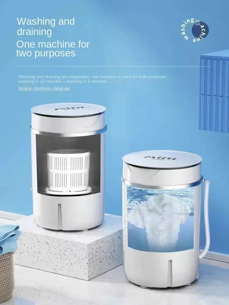 220V Compact and Lightweight Mini Washing Machine with Semi-automatic Design, Ideal for Underwear and Children's Clothes C
