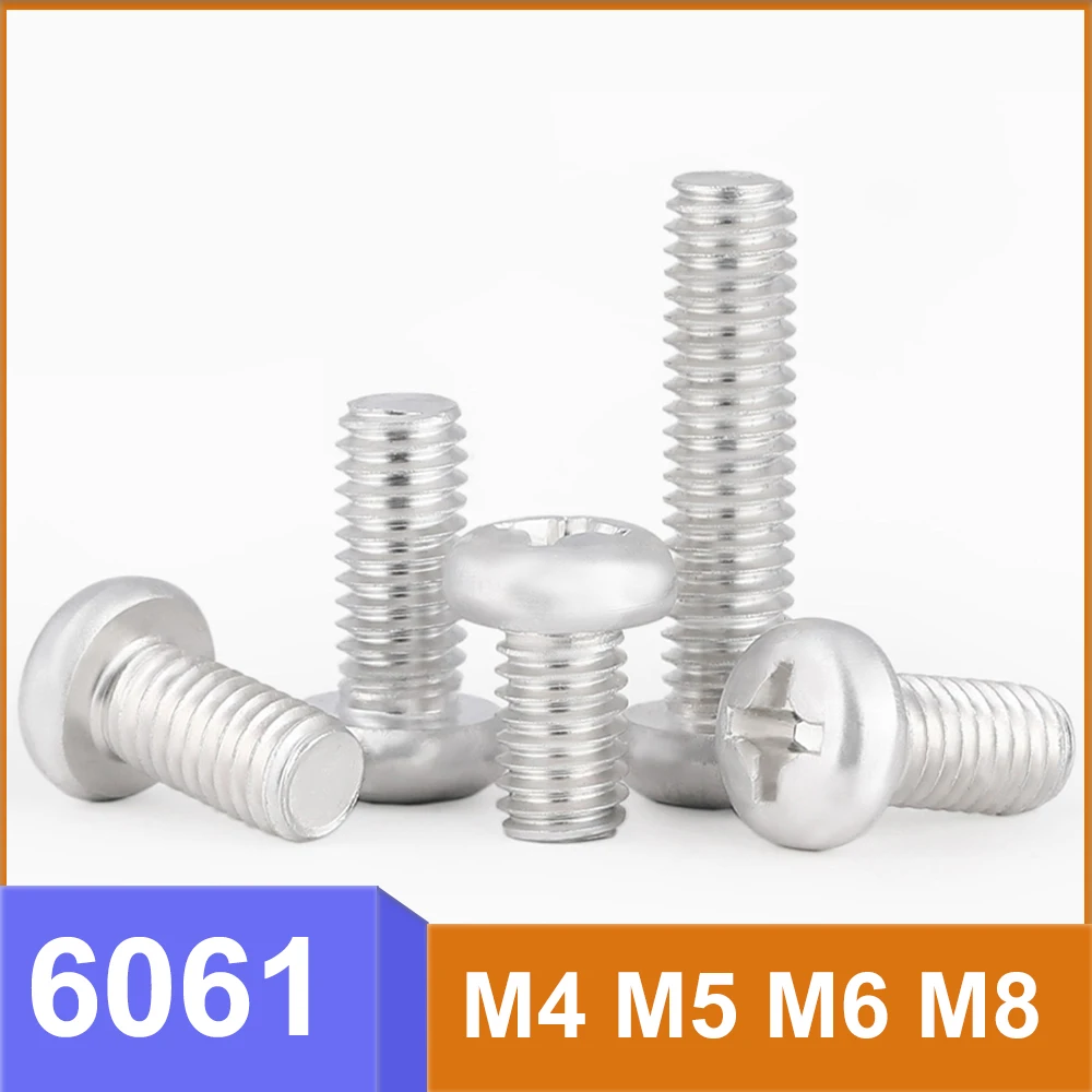 M4 M5 M6 M8 Phillips Pan Head Machine Screw 6061 Aluminum Alloy  Cross Round Head Bolt Metric Fastener