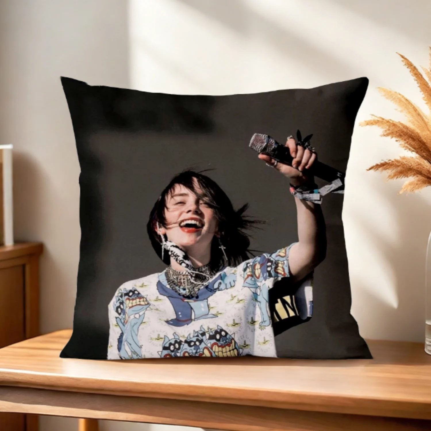 Billie Eilish Singer Pillow Case Flat Print Design Polyester Fabric Super Soft Comfortable Skin Friendly