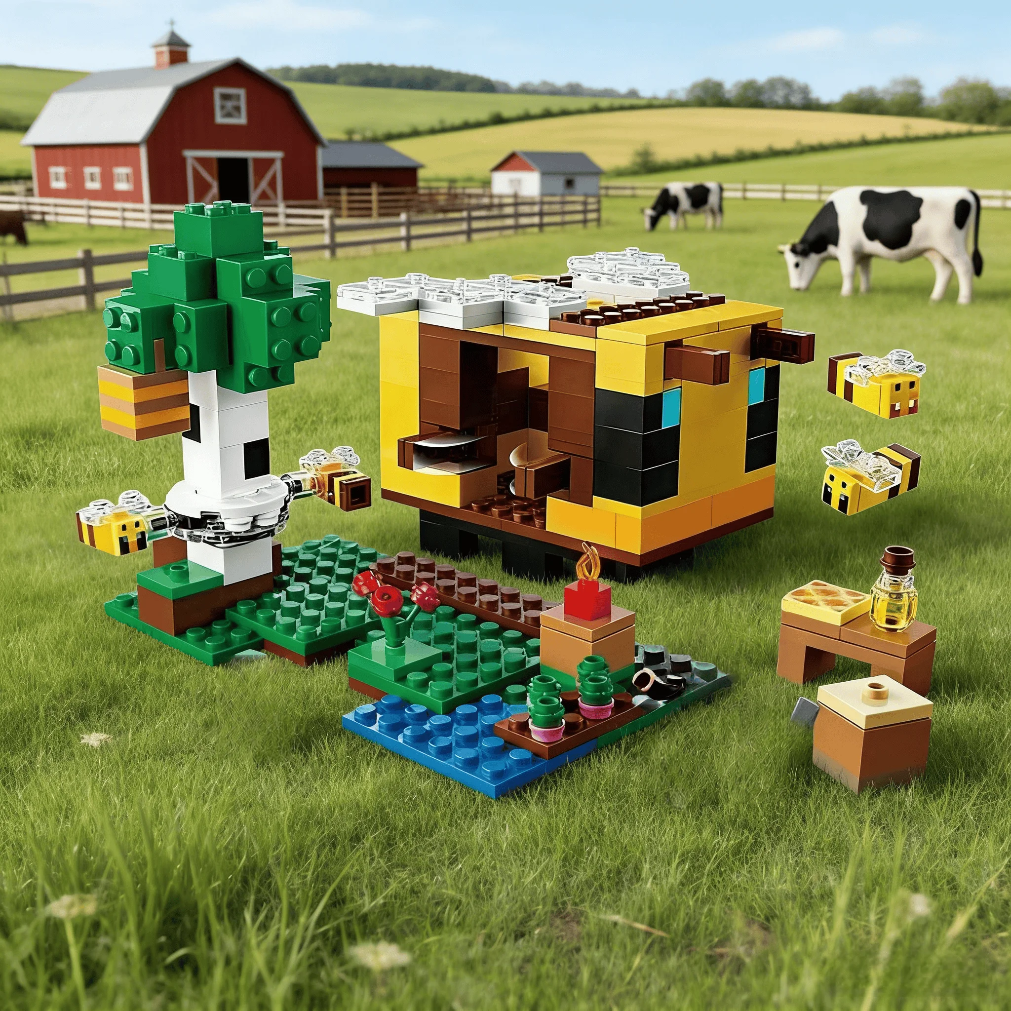 

254PCS Creative The Bee Cottage Building Blocks DIY World With Figures Assemble Bricks Toy Gift