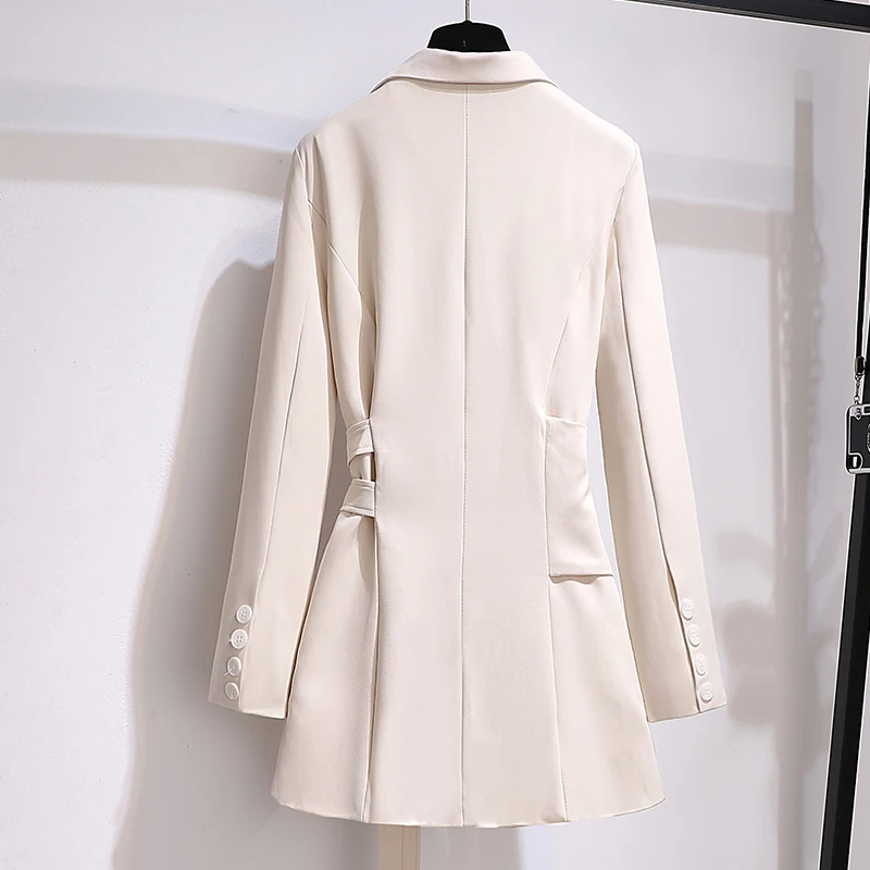 Blazer Women 2023 Autumn Coats Women Clothing Belt Long Sleeve Jacket Women Irregular Suit Dress for Women OL Solid Blazer Femme