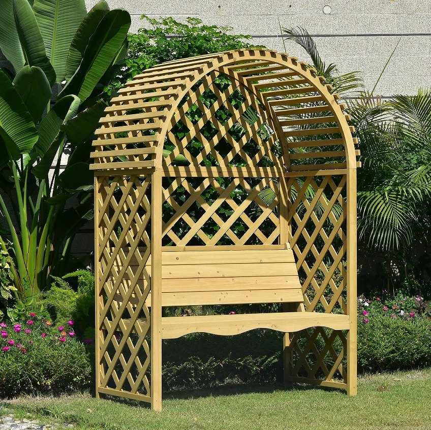 Wooden Outdoor Bench, Garden Bench for Park, Yard, Porch, Lawn, 2-Person Seat