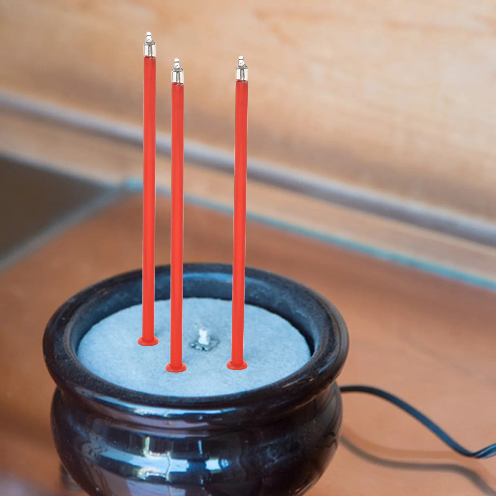 

12pcs Led Electronic Incense Burner Stick Lamp Realistic Flame Design -In Red For Temple Prayer