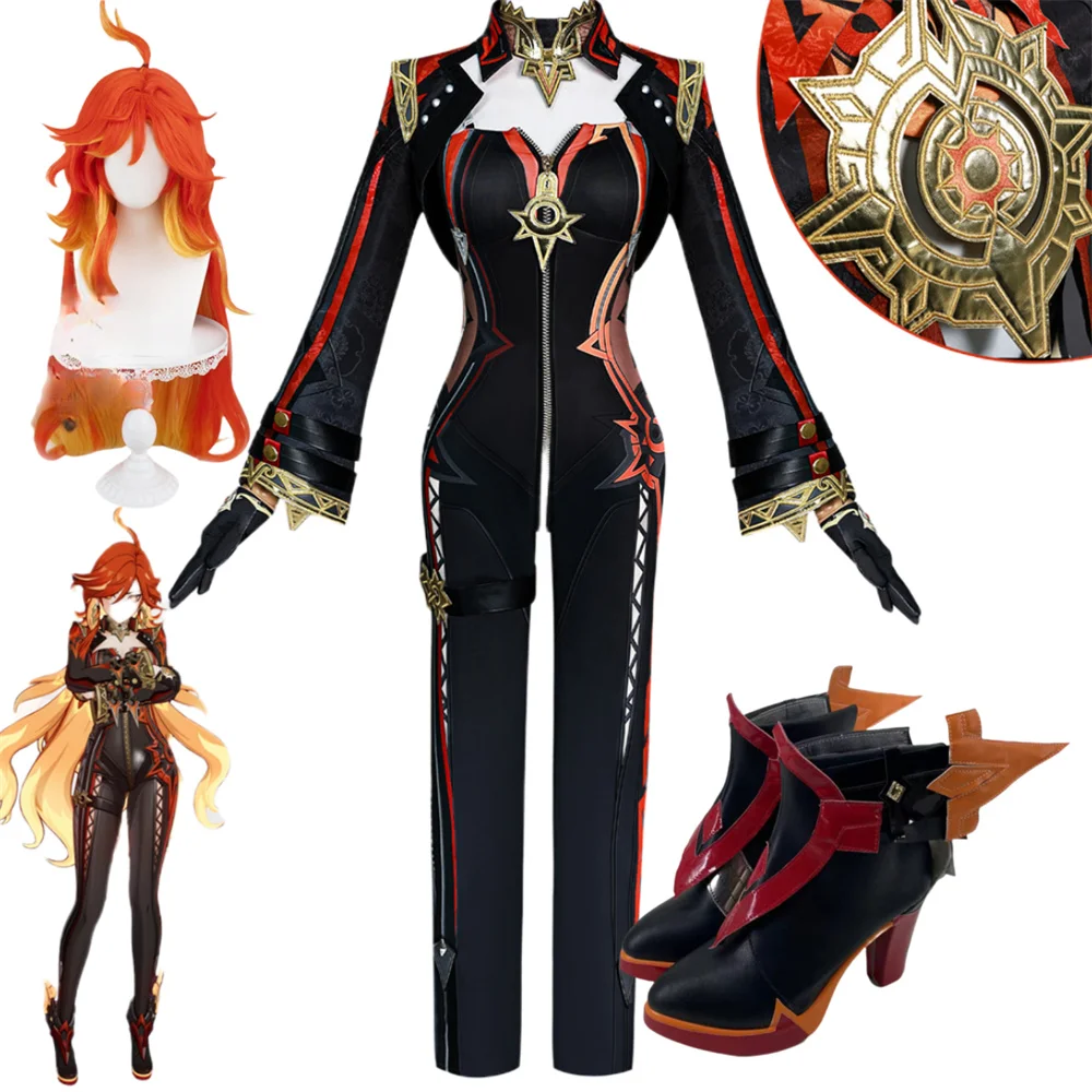 

Genshin Impact Mavuika Pyro Archon Cosplay Costume Wig Shoes Set