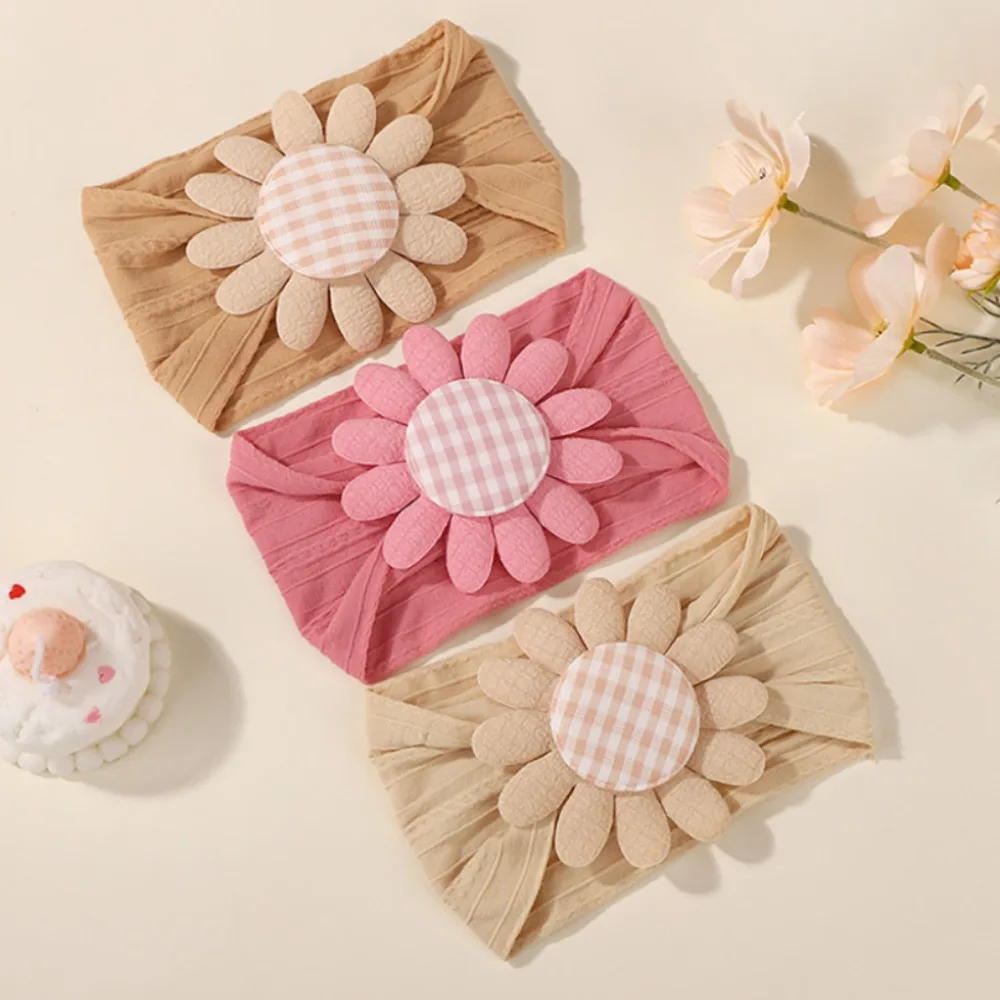 3 Teile/satz Baby Breites Band Haarband Große Sonne Floral Handgemachte Nylon Stirnband Infant Keine Schädlich Zu Haar Mode Kopf Zubehör