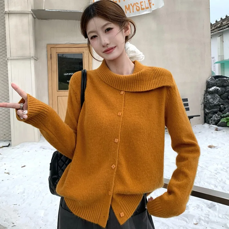 Sl malha coreano sle camisola feminina primavera outono faion design le aberto cardigan longo sve ajuste regular