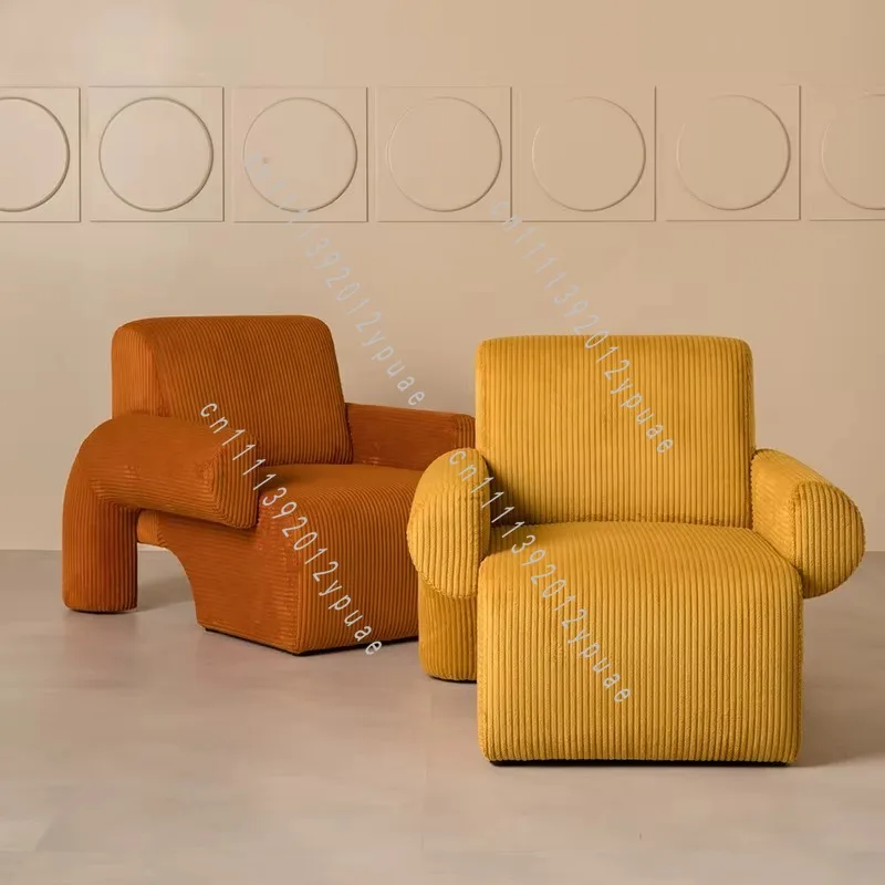 Vintage Style Corduroy Single Seat Sofa, Soft Fabric Lazy Leisure Settee, Indoor Furniture for Living Room Bedroom Home Resting