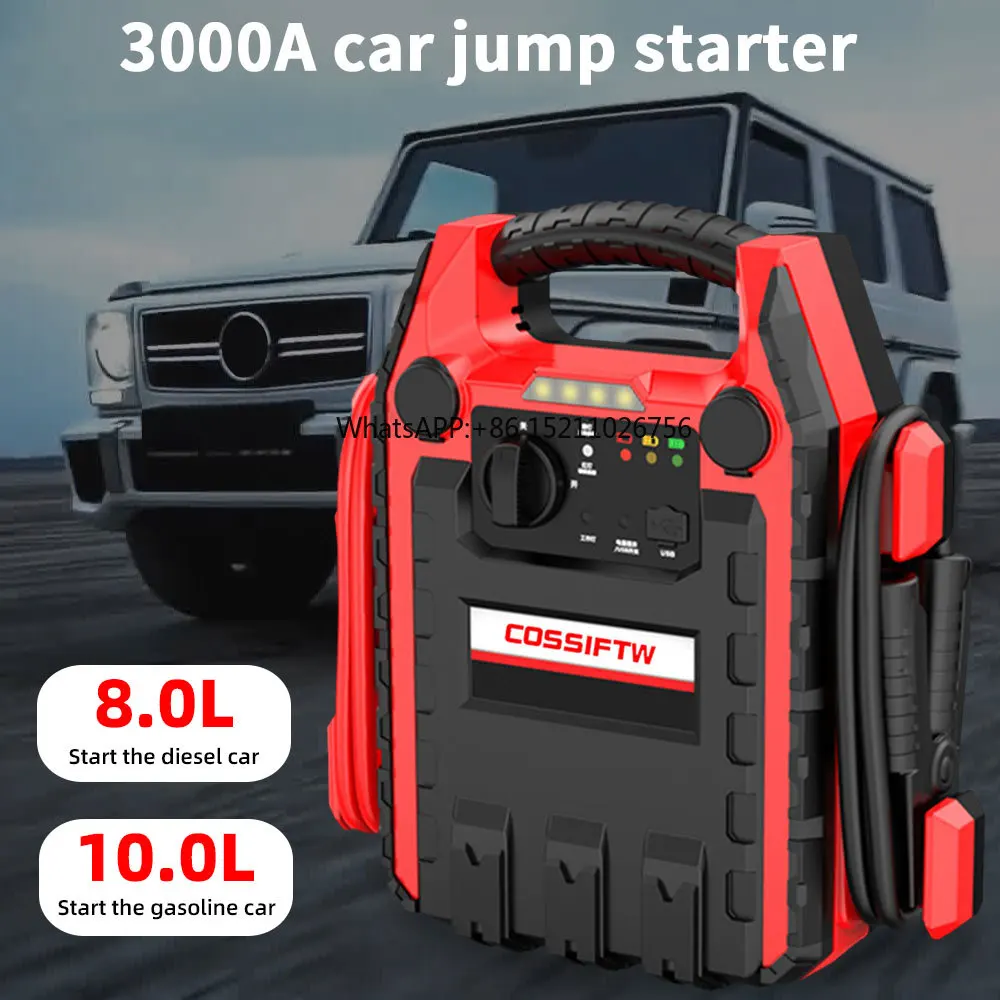 12v/24v Emergency Start-up Rescue Power Electric Station Car Jump Starter Power Bank With Air Compressor