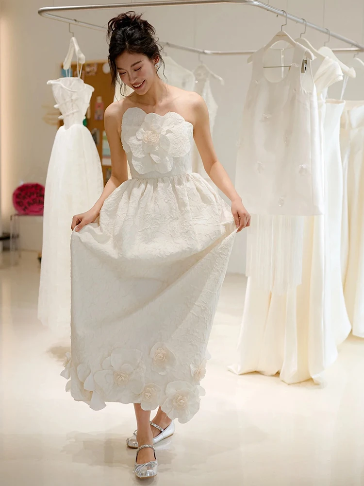 

Ele mat Light Wedding Dr for ort Women Strapl Bridal Gown for Registration And Engagement Fem Models